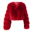 thumbnail image 1 of HTNBO Women Fluffy Faux Fur Coat Cropped Jacket Puffer Jacket Zip Up Winter Warm Fuzzy Teddy Jacket, 1 of 4
