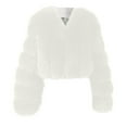 thumbnail image 1 of HTNBO Women Fluffy Faux Fur Coat Cropped Jacket Puffer Jacket Zip Up Winter Warm Fuzzy Teddy Jacket, 1 of 4