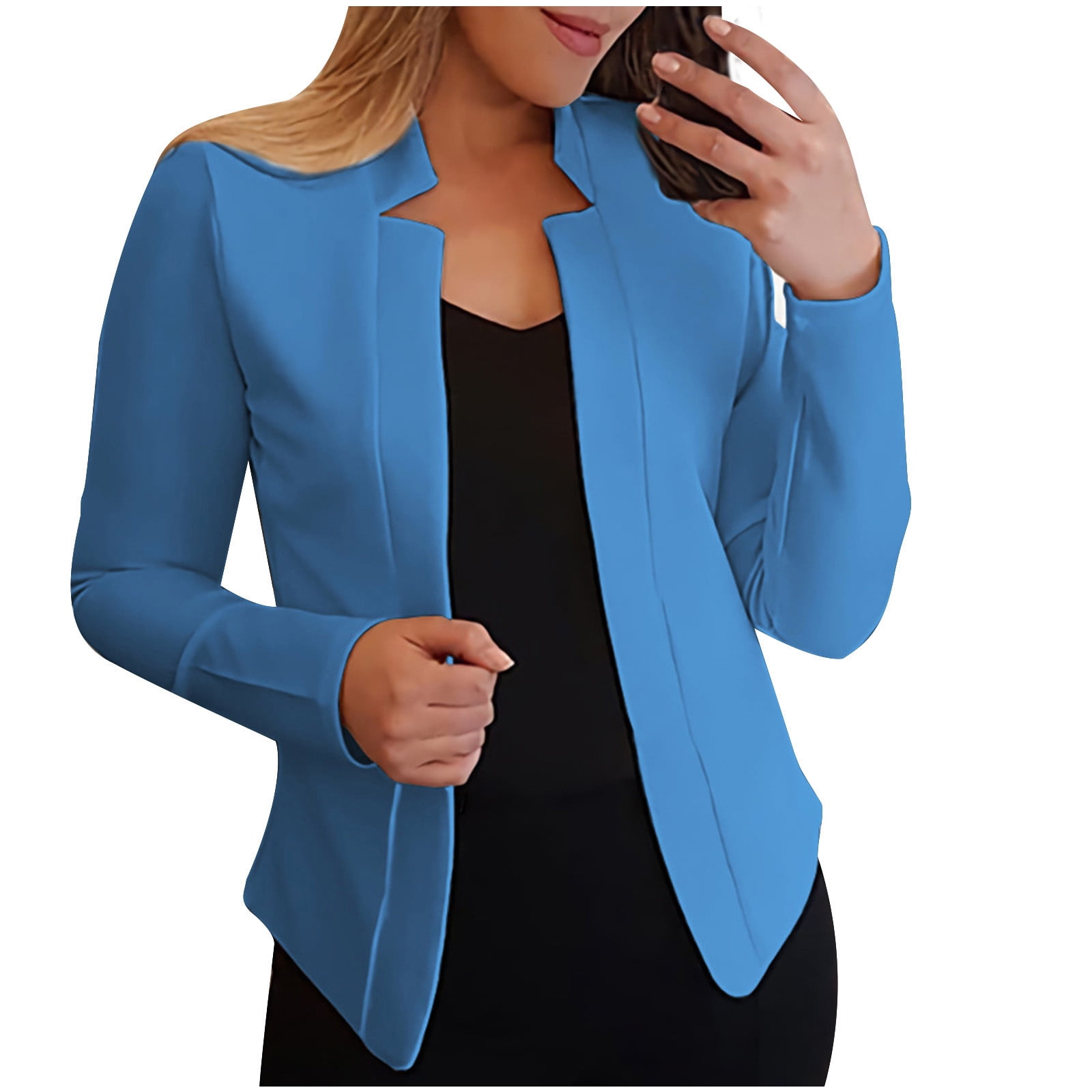 Dokotoo Women's Short Sleeve Blazer - Lightweight Business Casual Jacket With Pockets & Notched Lapel 4 thumbnail image