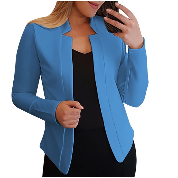 HTNBO Women Lightweight Blazer Casual Open Front Business Notched Collar Slim Work Office Blazer