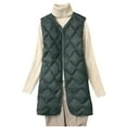 thumbnail image 1 of HTNBO Women Long Quilted Puffer Vest Lightweight Round Neck Sleeveless Button Down Padded Duck Down Vests, 1 of 6