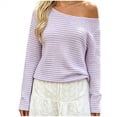 thumbnail image 1 of HTNBO Women One Shoulder Striped Long Sleeve Top Fall Going Out Tee Going Out Top Loose Fit Shirts, 1 of 6