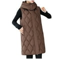 thumbnail image 1 of HTNBO Women Puffer Vest Sleeveless Hooded Quilted Vest Lightweight Stand-up Collar Winter Padded Gilet Outerwear, 1 of 7