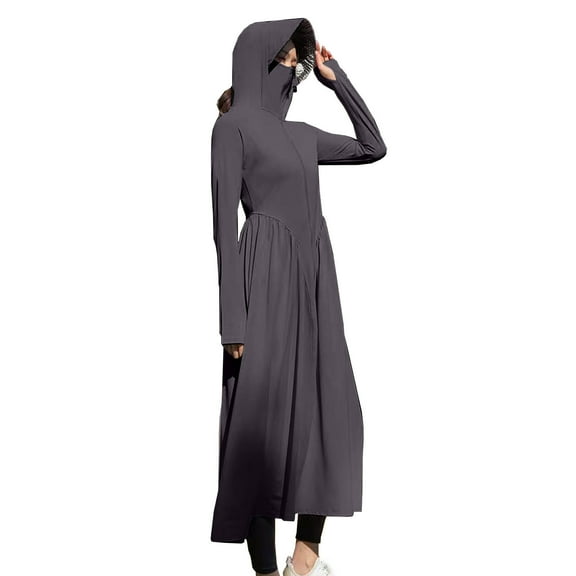 HTNBO Women Sun Protection Long Sleeve UPF 50  Swimsuit Cover Up Lightweight Full Zip UV Dresses
