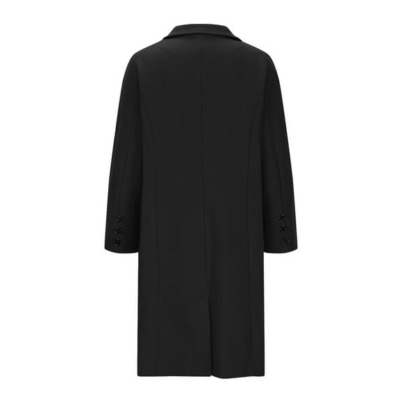 HTNBO Women Trench Coat Long Sleeve Pea Coat Open Front Long Jacket Office Formal Pea Overcoat Outwear