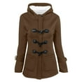 thumbnail image 1 of HTNBO Women Winter Warm Coats Fleece Lined Hooded Parka Jacket Long Sleeve Hooded Outerwear with Pocket Overcoats, 1 of 8