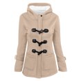 thumbnail image 1 of HTNBO Women Winter Warm Coats Fleece Lined Hooded Parka Jacket Long Sleeve Hooded Outerwear with Pocket Overcoats, 1 of 8