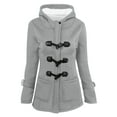 thumbnail image 1 of HTNBO Women Winter Warm Coats Fleece Lined Hooded Parka Jacket Long Sleeve Hooded Outerwear with Pocket Overcoats, 1 of 8