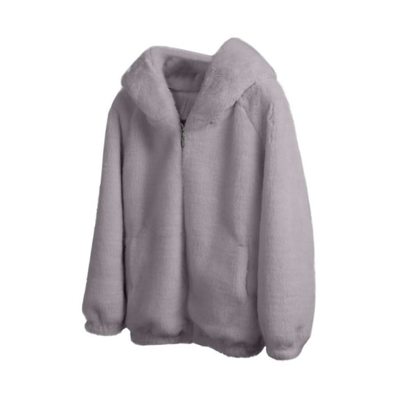 HTNBO Women's Cute Faux Fur Wool Sherpa Coat Sweatshirt Warm Winter Jacket Casual Outwear