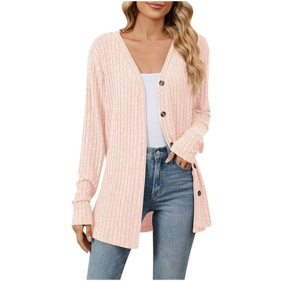 HTNBO Women's Fall Cardigan Lightweight Soft Knit Cardigan for Women Long Sleeve Open Front Coat with Pockets