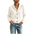 thumbnail image 1 of HTNBO Women's Shawl Collar Cable Knit Cardigan Long Sleeve Button‑Down Loose Casual Sweater with Pockets, 1 of 5