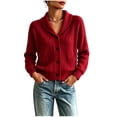 thumbnail image 1 of HTNBO Women's Shawl Collar Cable Knit Cardigan Long Sleeve Button‑Down Loose Casual Sweater with Pockets, 1 of 5