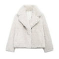 thumbnail image 1 of HTNBO Women's Faux Fur Coat Long Sleeve Fluffy Jacket Open Front Furry Winter Shaggy Short Coat Outwear, 1 of 7