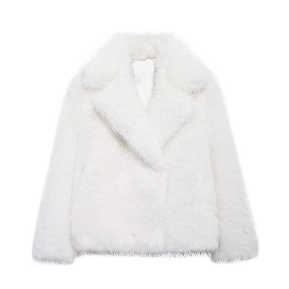 HTNBO Women's Faux Fur Coat Long Sleeve Fluffy Jacket Open Front Furry Winter Shaggy Short Coat Outwear