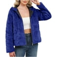 thumbnail image 1 of HTNBO Women's Faux Fur Coat Shearling Fluffy Fuzzy Shaggy Hood Sherpa-Lined Fleece Jacket, 1 of 5