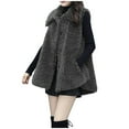 thumbnail image 1 of HTNBO Women's Faux Fuzzy Fleece Waistcoat Jacket Winter Warm Vest Sleeveless Cardigan Casual Loose Outerwear, 1 of 8