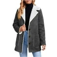 thumbnail image 1 of HTNBO Women's Faux Suede Sherpa Trench Coat Winter Warm Lapel Outwear Sherpa Fleece Lined Jackets Plus Size Pea Coat, 1 of 7