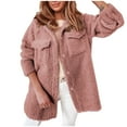 thumbnail image 1 of HTNBO Women's Fluffy Faux Sherpa Shacket Button Down Oversized Warm Jacket, 1 of 6