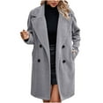 thumbnail image 1 of HTNBO Women's Fuzzy Fleece Lapel Open Front Long Cardigan Coat Button Down Faux Fur Warm Winter Outwear Jackets, 1 of 5