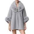 thumbnail image 1 of HTNBO Women's Large Collar Shawl Jacket Mid-Length Loose Cape Cardigan Parka Coat Outwear, 1 of 4
