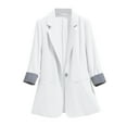 thumbnail image 1 of HTNBO Women's Long Sleeve Blazer Slim Back Slit Jacket Casual Single Breasted Jacket, 1 of 6