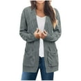thumbnail image 1 of HTNBO Women's Long Sleeve Cable Knit Cardigan Sweaters Open Front Fall Outerwear Coat Pockets, 1 of 6