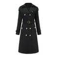 thumbnail image 1 of HTNBO Women's Long Waisted Cotton Trench Coat Long Sleeve Lapel Collar Autumn Winter Jacket, 1 of 8