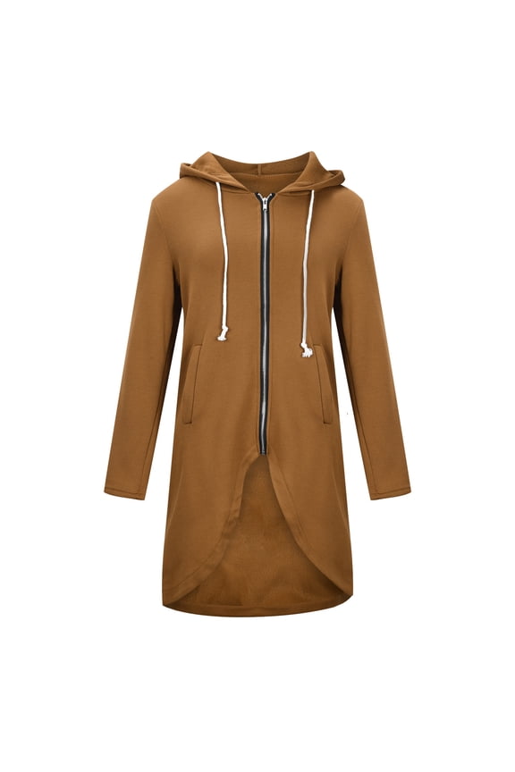 Women's Long Zip Up Hoodie Lightweight Oversized Sweatshirt Open Front Cardigan Jacket