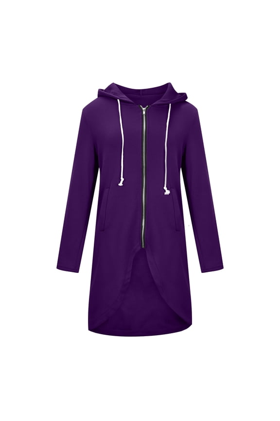 Women's Long Zip Up Hoodie Lightweight Oversized Sweatshirt Open Front Cardigan Jacket