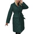 thumbnail image 1 of HTNBO Women's Mid-Long Quilted Wrap Coat Hooded Long Sleeve Puffer Jacket Winter Warm Padded Down Coats Elegant Outerwear, 1 of 5