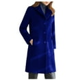 thumbnail image 1 of HTNBO Women's Notched Lapel Single Breasted Business Casual Wool Blend Long Trench Coat, 1 of 4