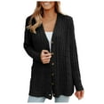 thumbnail image 1 of HTNBO Women’s Open Front Cable Knit Cardigan Fall Long Sleeve Button Oversized Sweater Coat, 1 of 7