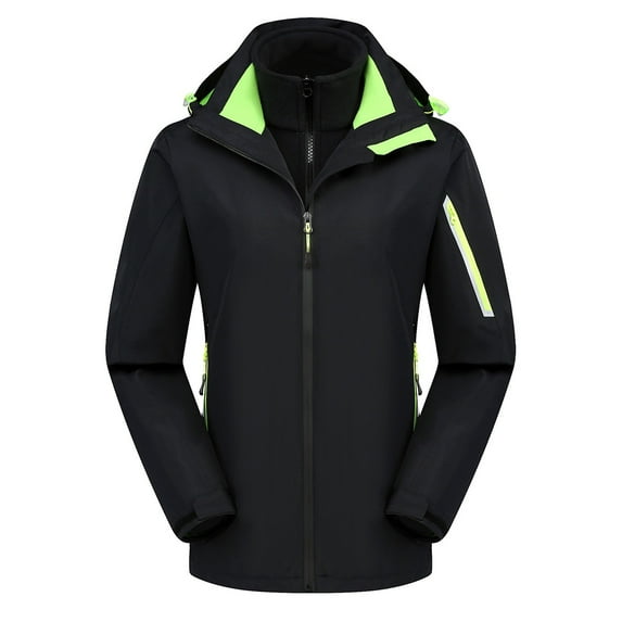 HTNBO Women's Outdoor 3-in-1 Waterproof Ski Jacket Lightweight Softshell Fleece Lined Insulated Ladies Winter Coat Hooded