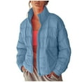 thumbnail image 1 of HTNBO Women's Oversized Lightweight Down Coat Long Sleeve Zip Packable Short Puffer Jackets, 1 of 7