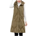thumbnail image 1 of HTNBO Women's Oversized Long Down Vest Winter Outdoor Coats with Hood Long Puffer Vest Winter Coats Sleeveless Warm Jacket, 1 of 5