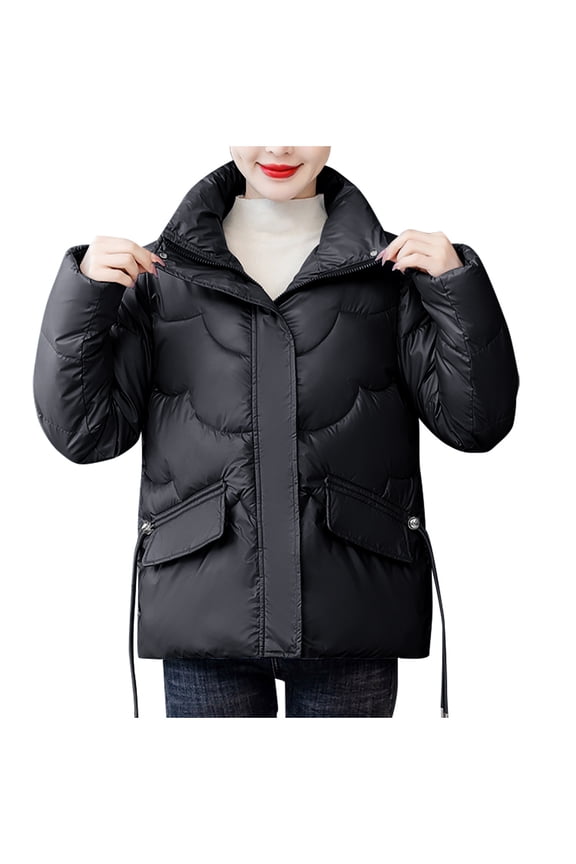 Women's Puffer Jacket Plus Size Casual Mid-Long Warm Thicken Coat Quilted Winter Heavyweight Long-Sleeve Coat