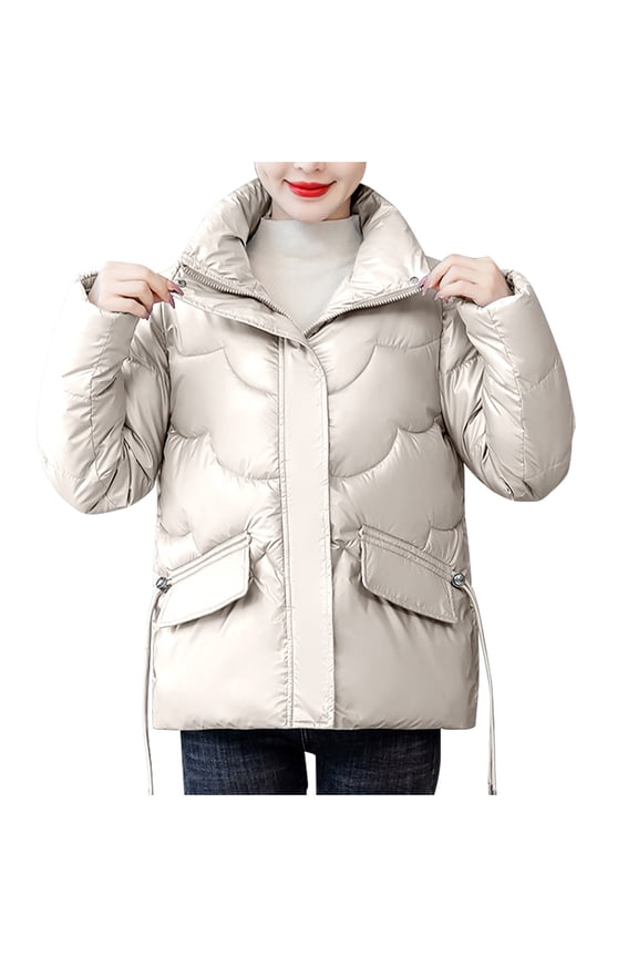 Women's Puffer Jacket Plus Size Casual Mid-Long Warm Thicken Coat Quilted Winter Heavyweight Long-Sleeve Coat