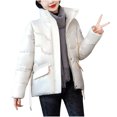 thumbnail image 1 of HTNBO Women's Puffer Jacket Plus Size Casual Mid-Long Warm Thicken Coat Quilted Winter Heavyweight Long-Sleeve Coat, 1 of 4