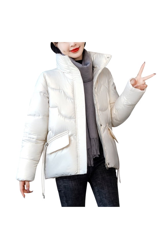 Women's Puffer Jacket Plus Size Casual Mid-Long Warm Thicken Coat Quilted Winter Heavyweight Long-Sleeve Coat