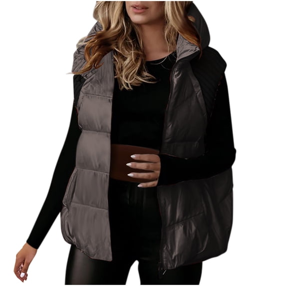 HTNBO Women's Puffer Vest Stand Collar Zipper Sleeveless Jackets Winter Lightweight Vests Warm Padded Jacket Coat