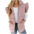 thumbnail image 1 of HTNBO Women's Puffer Vests Ruffle Sleeve Winter Button Down Padded Gilet with Pockets, 1 of 6