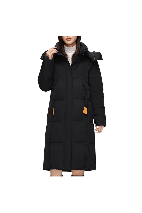 Women's Puffy Winter Hooded Down Coat Thickened Long Quilted Puffer Jacket Insulated Parkas Outerwear with Pockets
