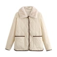 thumbnail image 1 of HTNBO Women's Quilted Cotton Jacket with Pockets Long Sleeve Button Closure Warm Loose Fit Woven Coat for Autumn Winter, 1 of 8