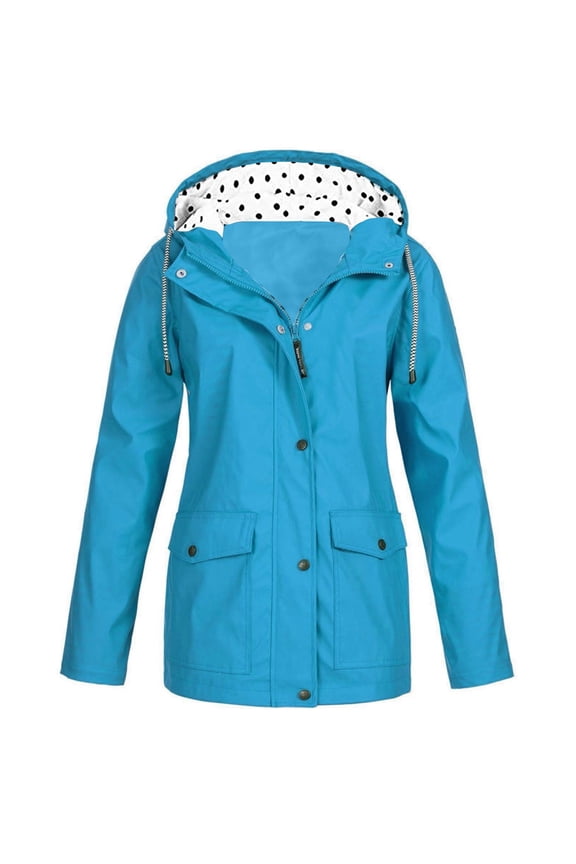 Women's Rain Jacket Plus Size Long Raincoat Lightweight Hooded Windbreaker Waterproof Jackets with Pockets
