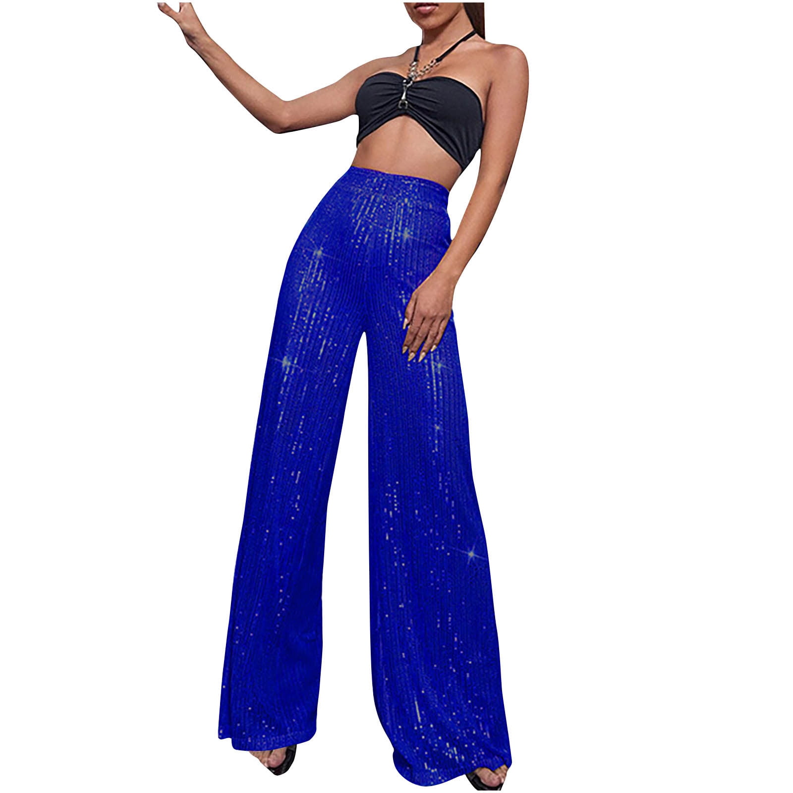 Casual slight stretch sequin decor high quality straight pants