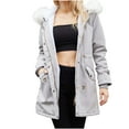 thumbnail image 1 of HTNBO Women's Sherpa Lined Jacket Fleece Zip Up Winter Warm Parka Coat Hwavyweight Outdoor Windbreaker with Fur Hood, 1 of 8