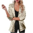 thumbnail image 1 of HTNBO Women's Shiny Sequin Open Front Blazer Evening Party Sparkly Long Sleeve Slim Cardigan Coat Notch Lapel Suit Jackets, 1 of 5