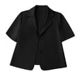 thumbnail image 1 of HTNBO Women's Short Sleeve Blazer Lapel Button Down Lightweight Casual Business Jacket, 1 of 4