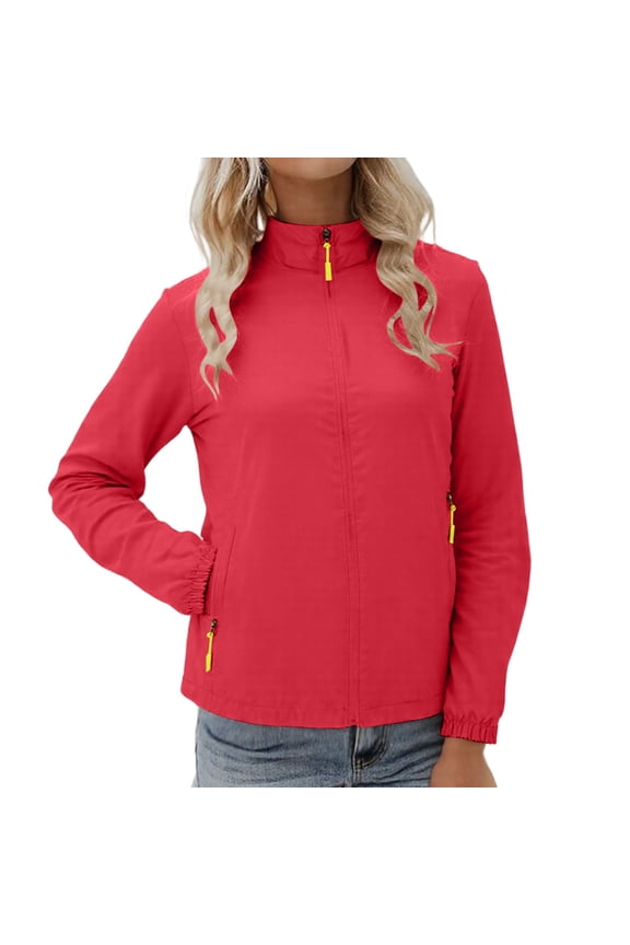 Women's Stand Collar Lightweight Insulated Hiking Jacket Basic Thermal Softshell Full Zip Winter Coats with Pockets