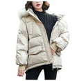 thumbnail image 1 of HTNBO Women's Thickened Winter Down Coat Shiny Puffer Jacket Hooded Zipper Padding Warm Down Jackets Outwear, 1 of 8